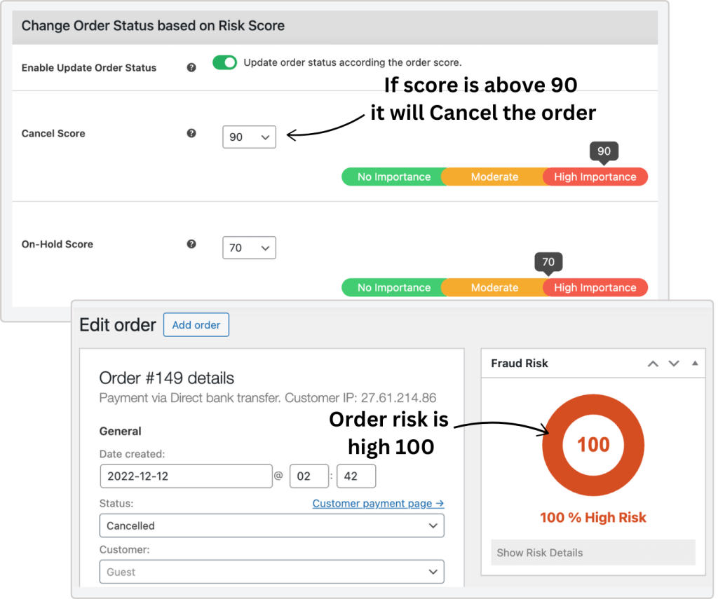 cancel order based on score