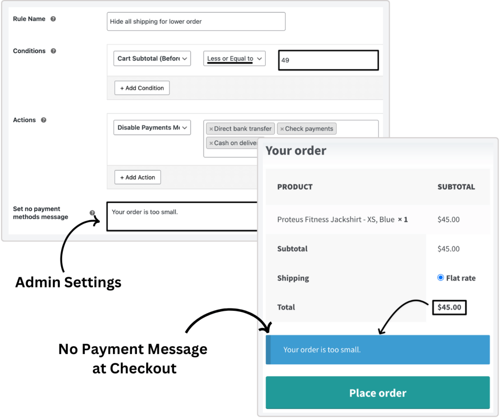 no payment custom message 2