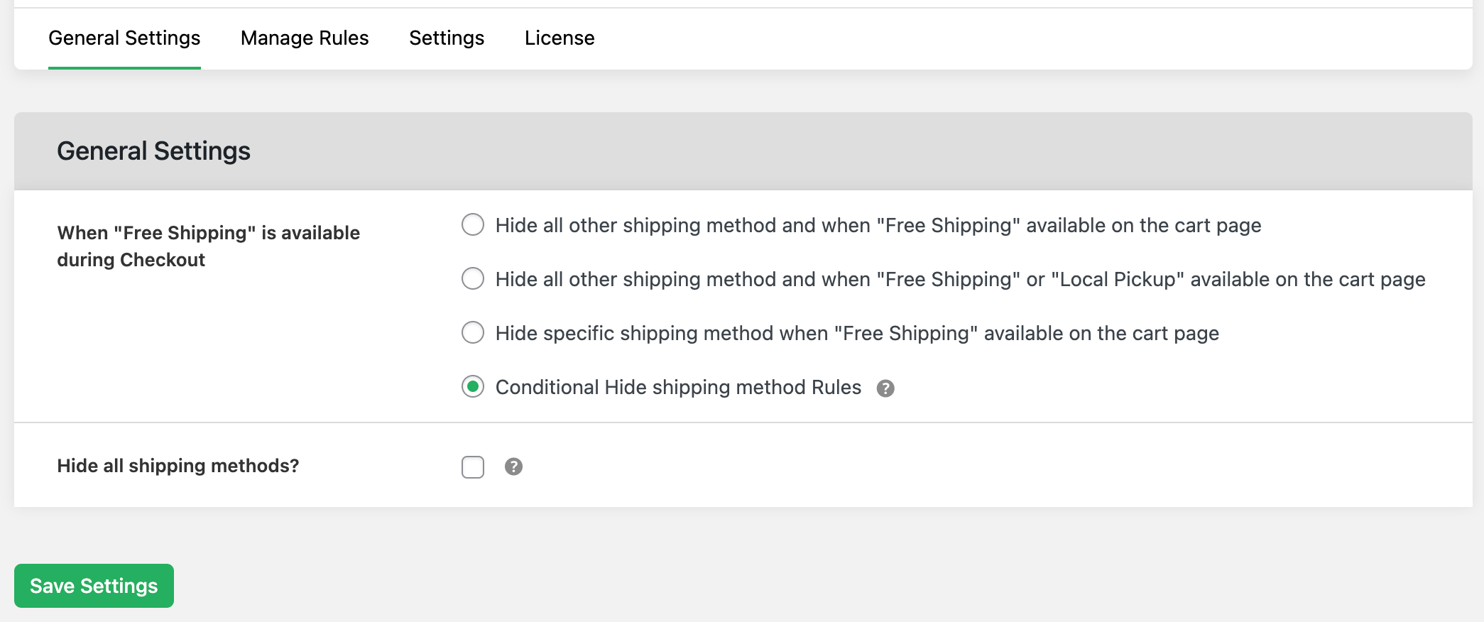 Hide shipping method for WooCommerce plugin - 1