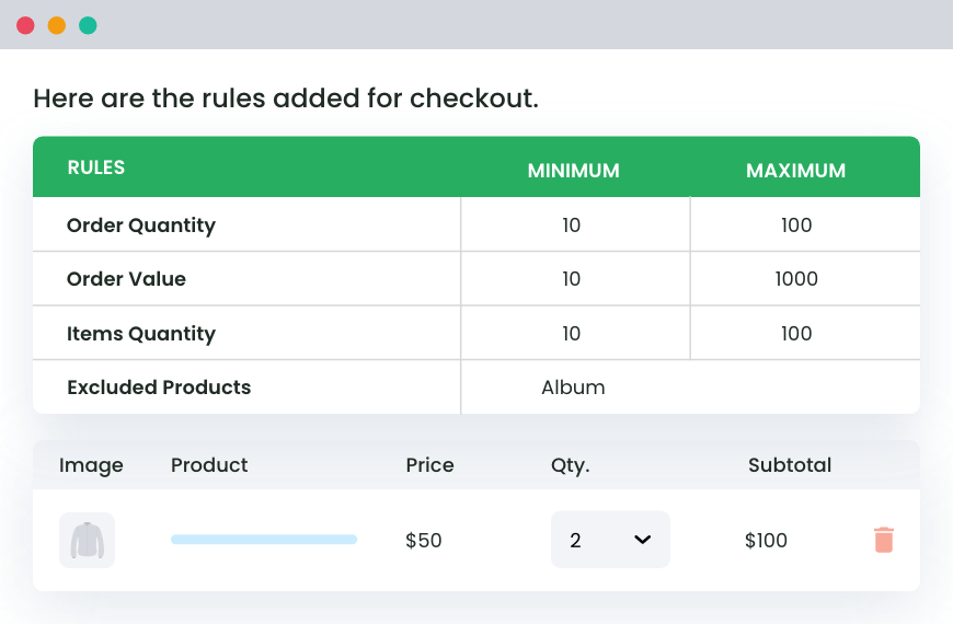 Minimum and Maximum Quantity for WooCommerce – Feature 3