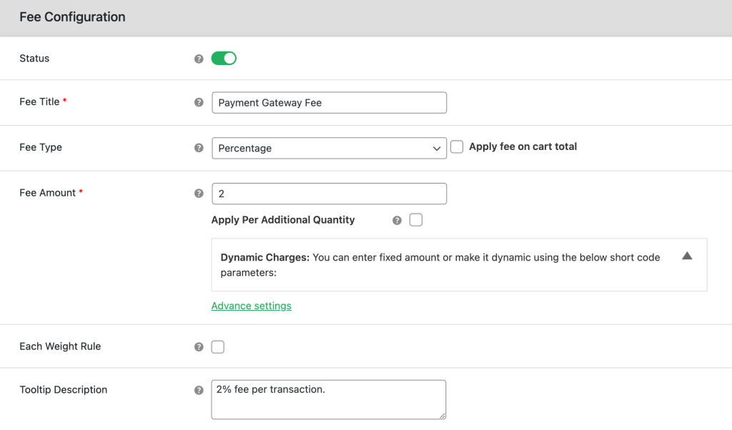 Adding payment Gateway fee details in fee configuration form in Extra Fees Plugin