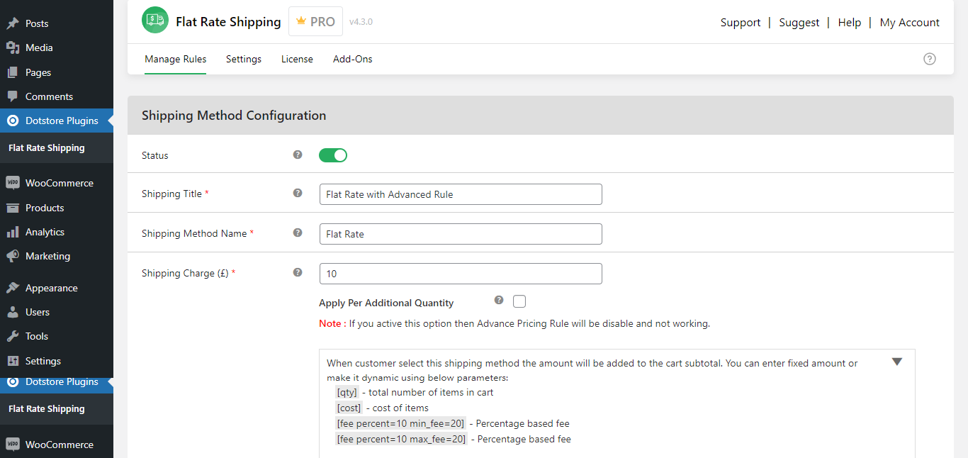 variable product-based flat rate shipping in WooCommerce - 4