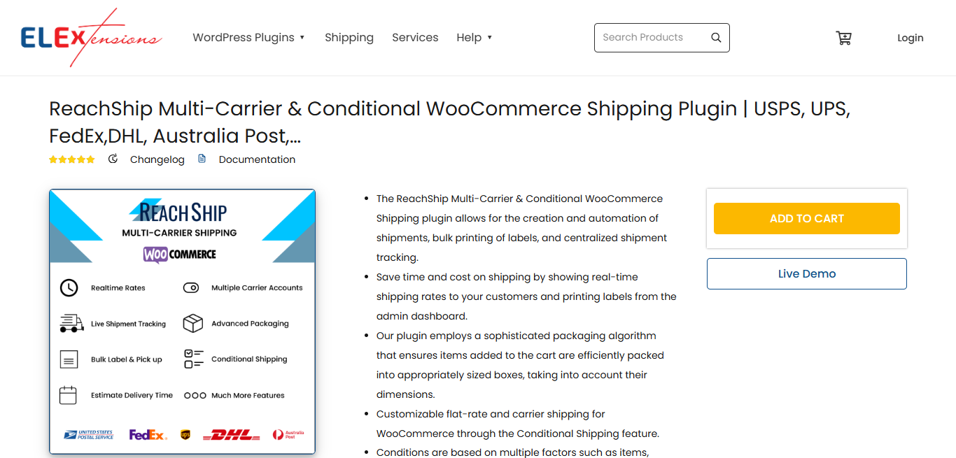 WooCommerce shipping calculatoReachShip Multi Carrier Conditional WooCommerce Shipping Plugin USPS UPS FedEx DHL Australia Post ELEXtensions