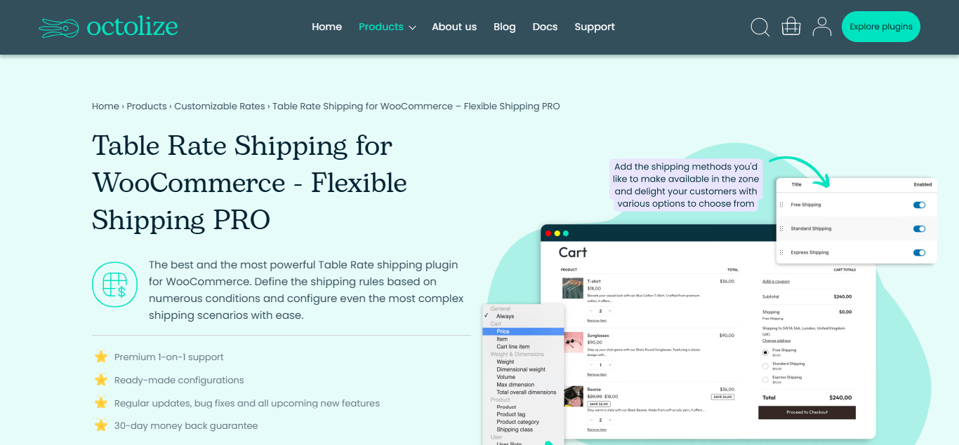 WooCommerce shipping calculator plugin WooCommerce Table Rate Shipping Flexible Shipping PRO Octolize