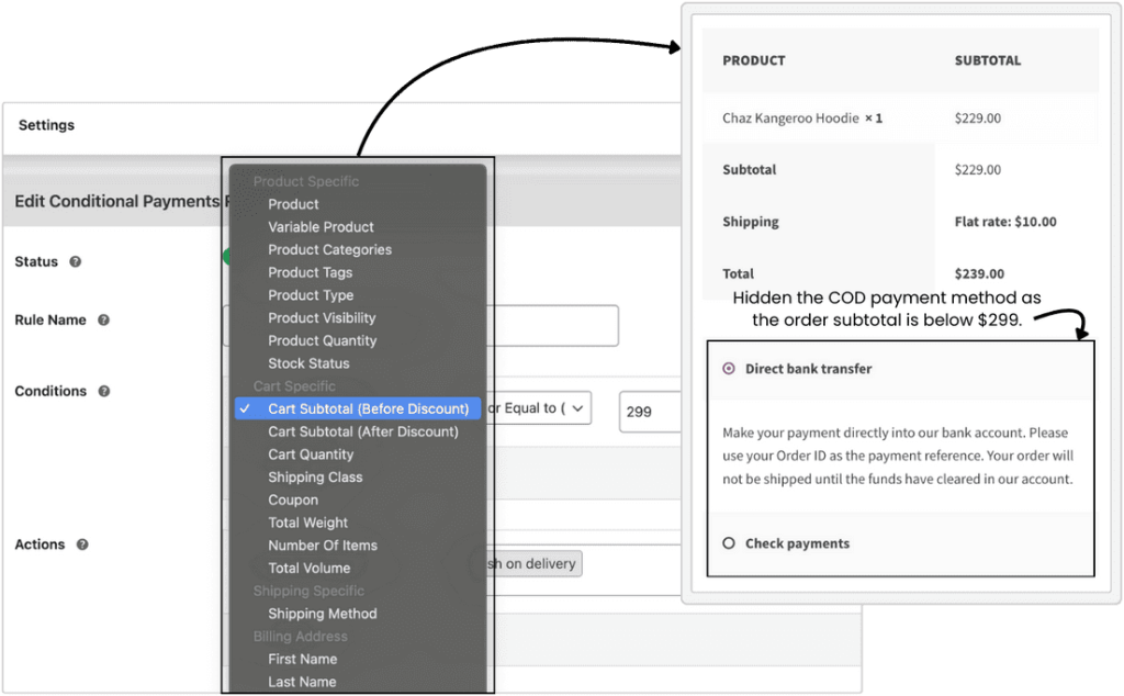 Flexible Payment Method Restriction Rules in Conditional Payments For WooCommerce Plugin