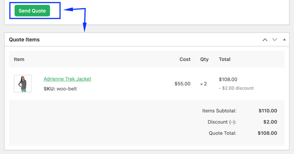 send woocommerce quote request response