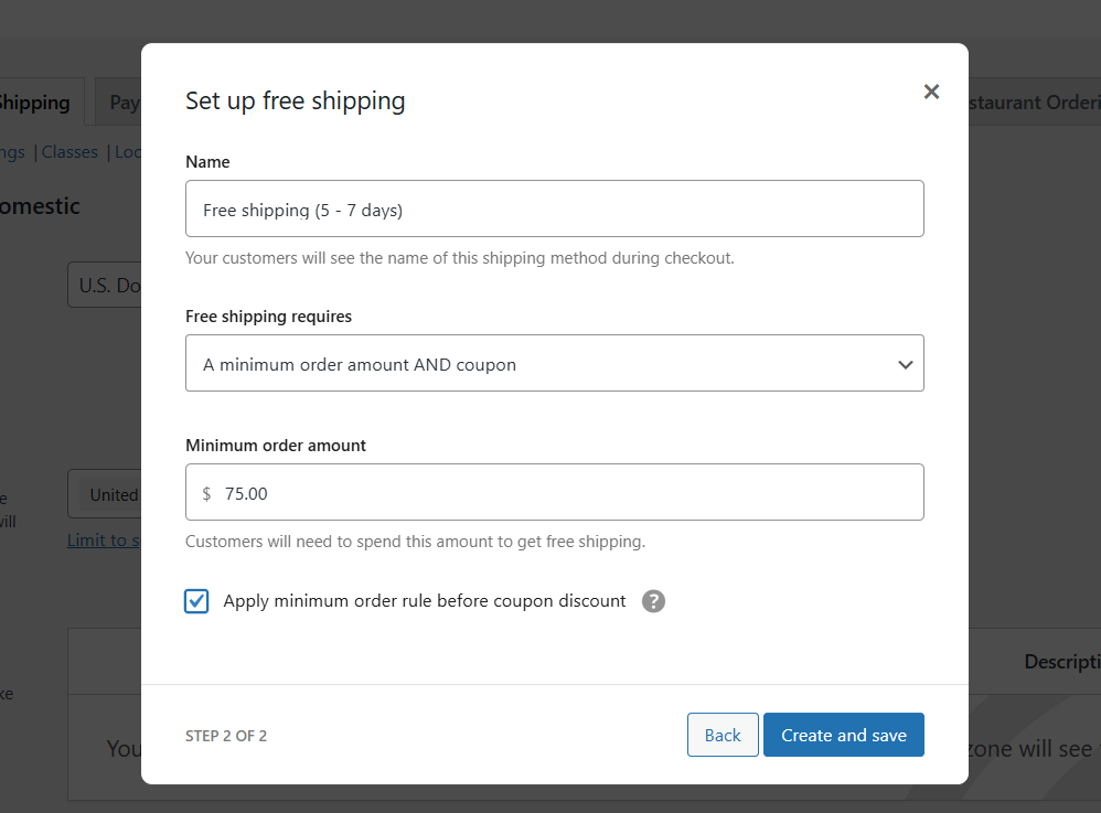 WooCommerce shipping method - free shipping 3